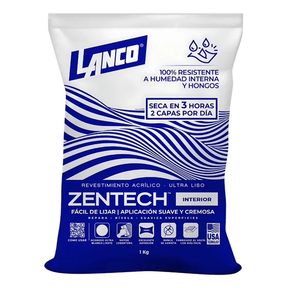 Pasta Muro Interior Terminación Blanca 1kg  Lanco Zentech