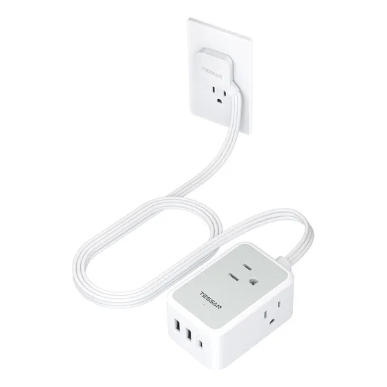 Extensión Eléctrica Plana 1.5 M, 3 Salidas Y 3 Usb