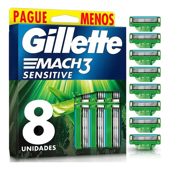 Cartucho de rastrillo Gillette Mach3 Sensitive 8 unidades