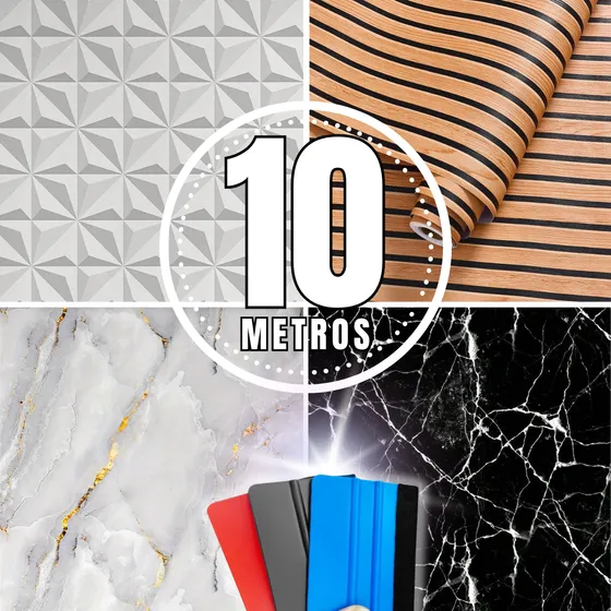 Papel De Parede Adesivo Geométrico 3d Lavável 10 Metros