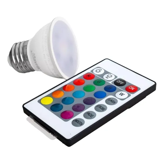 Foco Lampara Led Rgb E27 16 Colores 3 Watts Para Casa