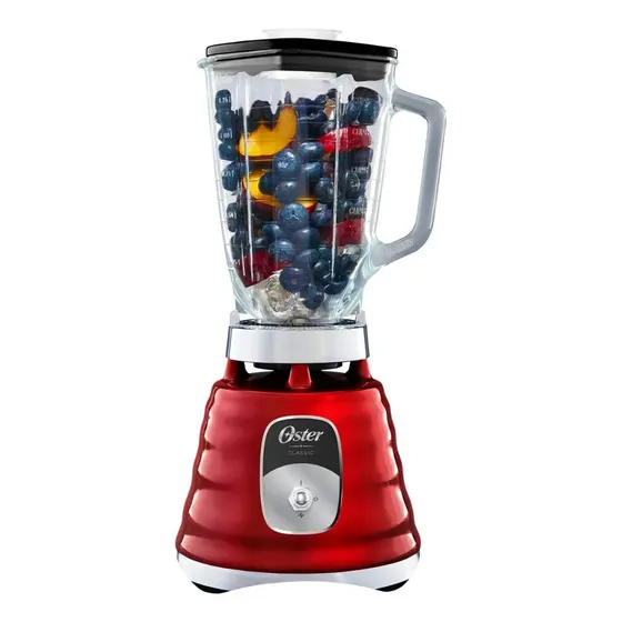 Licuadora Clásica Oster, con Interruptor de Palanca, Vaso de Vidrio Boroclass, 1.25 L, 1000 W, Roja, BLST4126