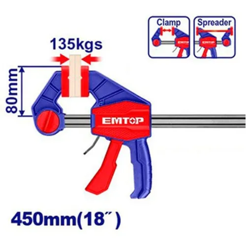 Sargento Prensa Carpintero 18´´ Rápida 80x450mm 135 Kgs