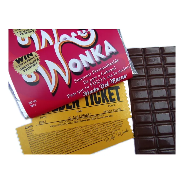 Chocolate Wonka Souvenir Regalo // Con Ticket Gold Doble Faz