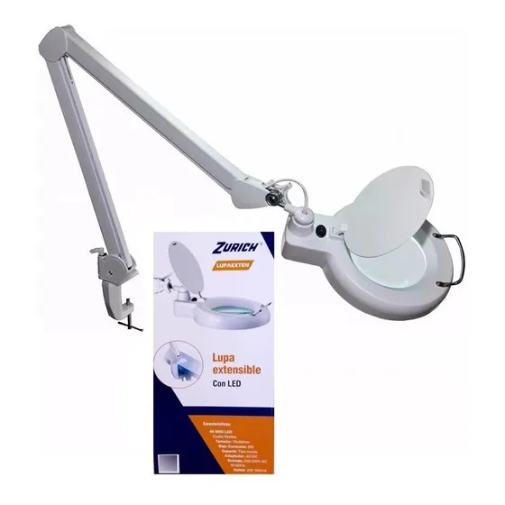 Lupa Con Luz Led 550 Lumenes Zurich Soporte Tipo Morsa Pro