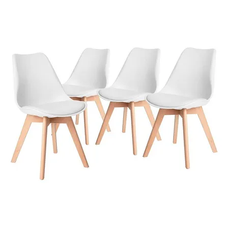 Silla De Comedor Plástico De Diseño Eames Pata Madera - Tulip X 4 Estructura De La Silla Blanco