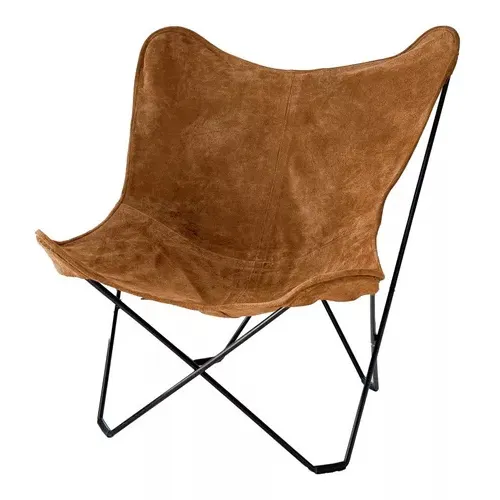 Sillon Bkf De Cuero Vacuno, Modelo Gamuzado Desarmable Color Dorado Gamuzado