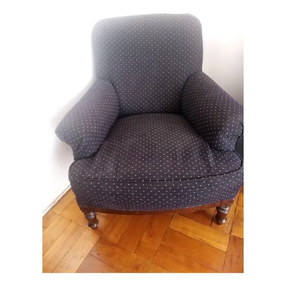 Sillón Individual Antiguo Negro Rayado