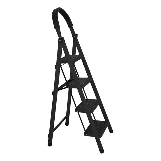 Escalera Tijera Plegable 4 Peldaños Multifuncional Tubular Color Negro