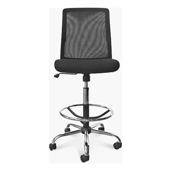 Silla Oficina Cuba Media Sin Brazos Con Aro Cajero Form Negro Malla Y Tela