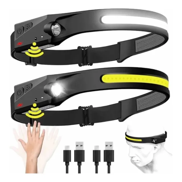 Kit 2 Linternas Minero Led Recargable Con Sensor