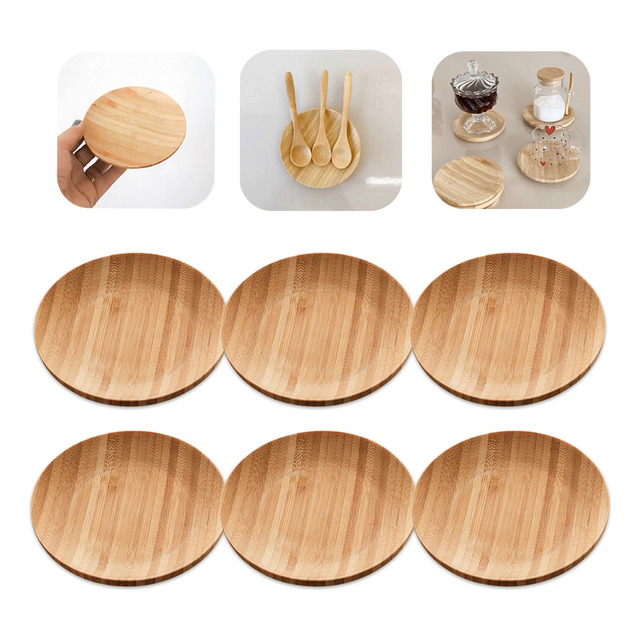 Kit 6 Mini Pratos Pires Bambu Natural Verona Multiuso Luxo Kit 6 Mini Pratos Pires Bambu Natural Verona Multiuso Luxo
