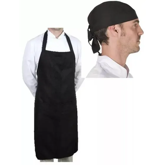 Combo Delantal + Bandana En Gabardina Chef Cocinero 