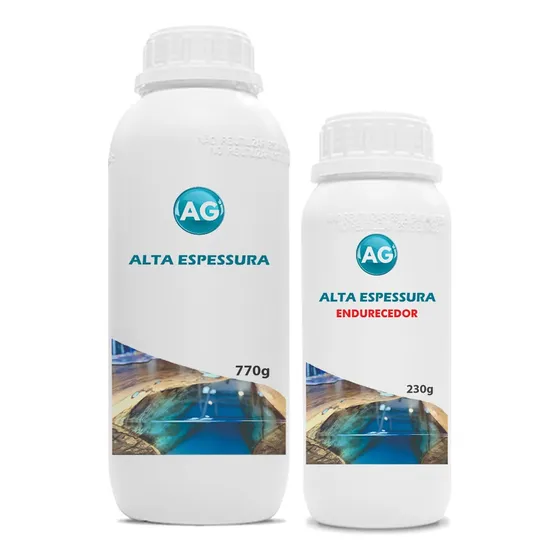 Resina Epóxi Alta Espessura Para Madeira 1kg Transparente AG Resinas Ag