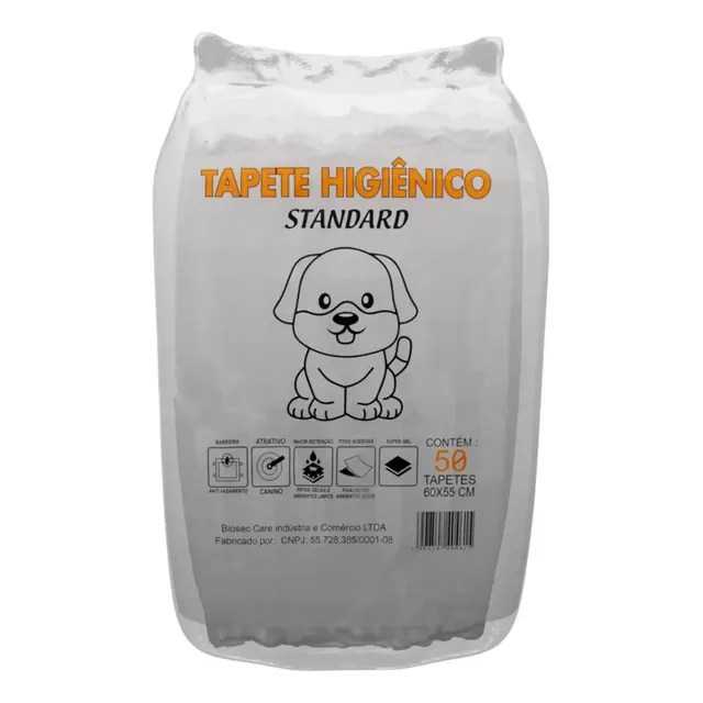 Tapete Higiênico 50 Unidades (60x55) Descartável Manta Fralda Absorvente Gel Para Cachorro Pet Cão Branco