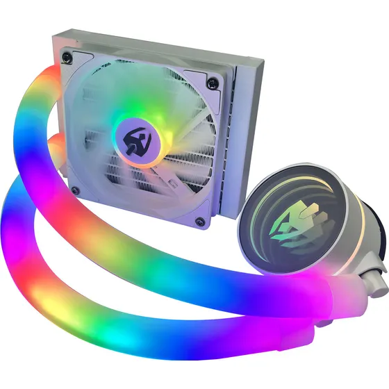 Water Cooler Fan Gamer Lumini Eg-1220 Branco Evolut 120mm Mangueira Com Led Rgb Compatível Gabinete Amd Intel
