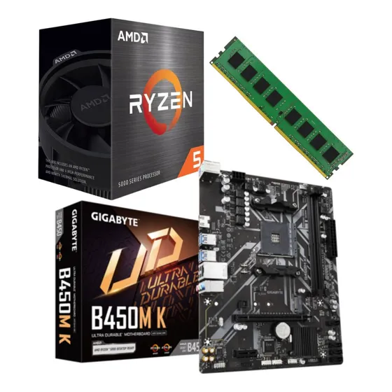 Combo Actualización Amd Ryzen 5 5500 + Mother + 16gb Color Negro