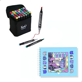 Kit Bobbie Goods Capa Dura + Caneta Touch 36 Cores Kit Bobbie Goods Capa Dura + Caneta Touch 36 Cores
