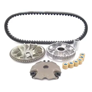 Kit Embreagem Primaria Polia Correia Em Kevlar Lead 110 Prata E Preto