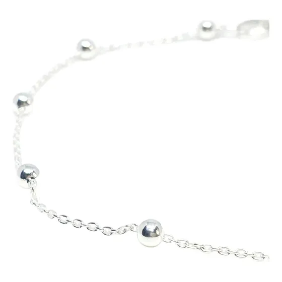 Pulsera Forcet  Finita Con Bolitas 2 Mm Plata 925