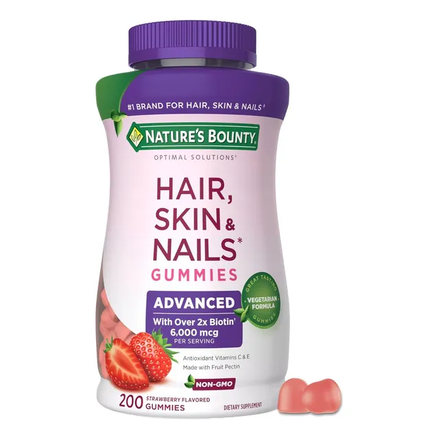 Suplemento Capilar Avanzado Nature's Bounty 2000 Gomitas Fresa