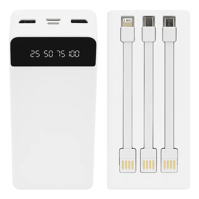 Power Bank 30000 Carregador Portátil Várias Cargas 3 Cabos