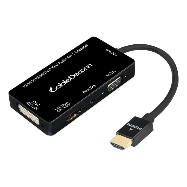 Cabledeconn Multiport 4 In 1 Hdmi To Hdmi Dvi 4k Vga Adapte