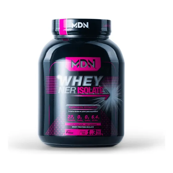Proteína Aislada Wheyner Isolate 1.36kg Sabor Fresa, 27g De Proteina, Mdn Sports, 45 Porciones, Sin Carbohidratos Y Grasa.