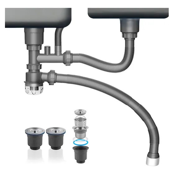 Cespol Desagüe Fregadero Cocina Baño Tubo Doble Flexible