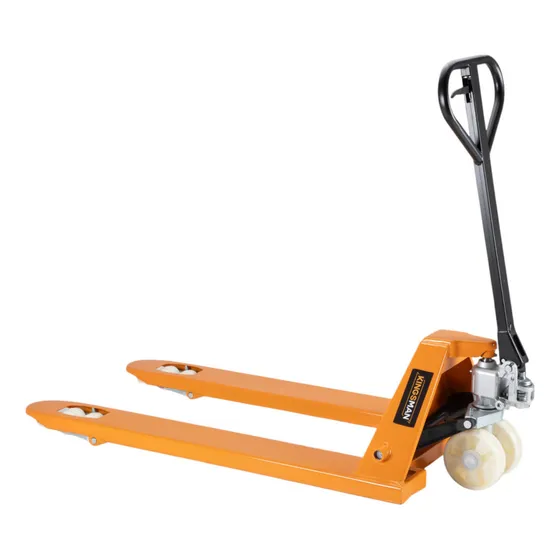 Patín Hidráulico Transpaleta De 2 Toneladas Para Tarima Estándar 8 Ruedas De Nylon Estructura Acero Uso Rudo Bomba Hidráulica Color Amarillo Kingsman