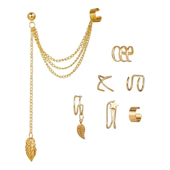 7 Clips De Oreja Aretes Trepadores Aretes Largos No Piercing