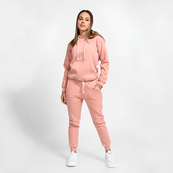 Conjunto Buzo De Algodón Polera Y Jogger Rosado Para Mujer