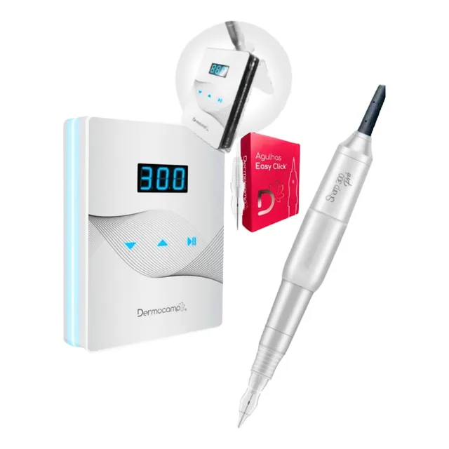 Dermografo Sharp 300 Pro + Ctrl Slim Prata+ Agulha Dermocamp
