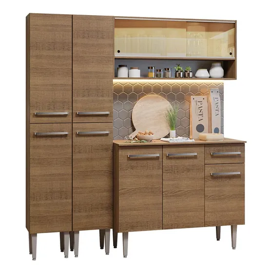 Cocina Integral Completa Modular Madesa Emilly 169cm Con Encimera Color Marrón y Negro 13