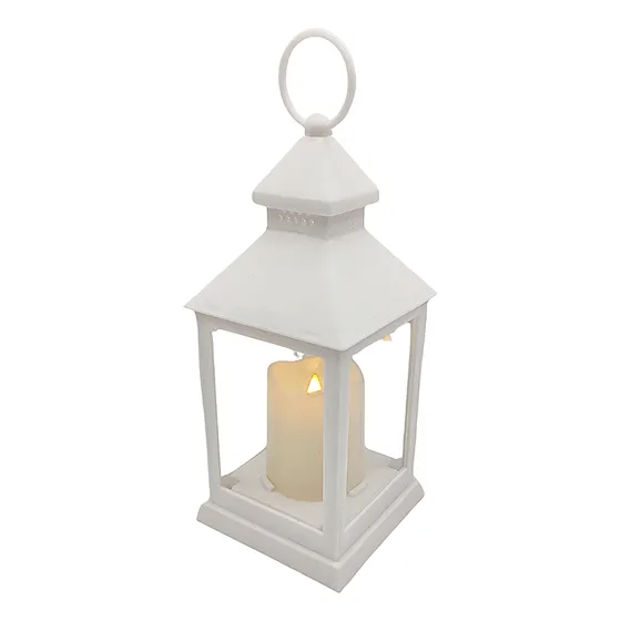 Farol Con Vela A Pila Liso 28cm