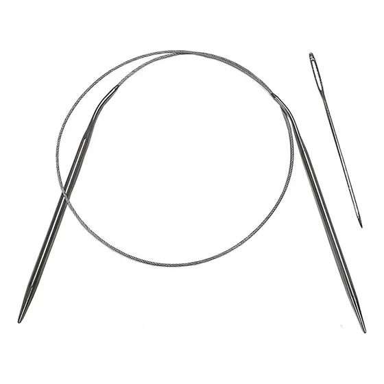 Agujas Tejido Circular Cable De Acero Medida 2mm Largo 80 Cm