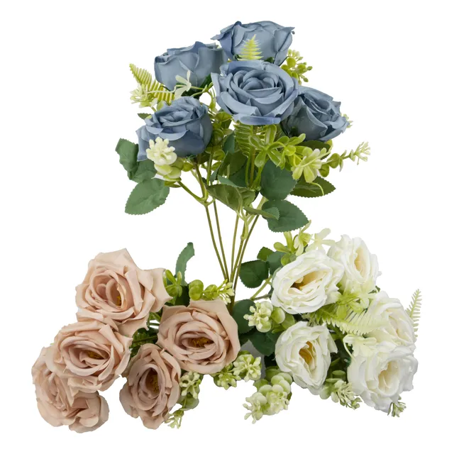 Ramo De Rosas Flores Artificiales 30cm Calidad Premium