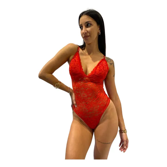 Body Mujer Lenceria Erotica Red Transparente Puntilla Moda