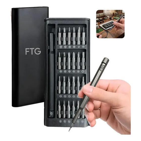 Kit Ferramentas Precisão FTG FT 205 com 25 Peças para Reparo de Celular, Eletrônicos, óculos