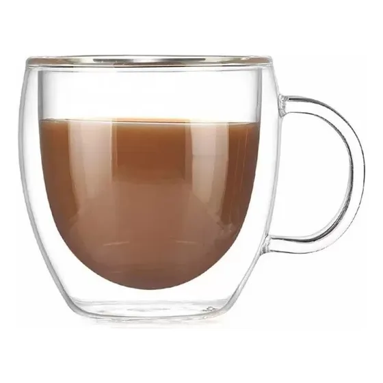 Taza Café Doble Pared Borosilicato 250ml Capuchino Pocillo