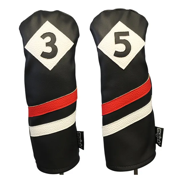 Majek Retro Funda Para Cabeza Palo Golf Color Negro Rojo 3 