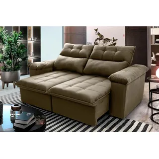 SofĂĄ RetrĂĄtil ReclinĂĄvel Verona 1,80m Suede Velut Bege Molas No Assento - King House SofĂĄ RetrĂĄtil ReclinĂĄvel Verona 1,80m Suede Velut Bege Molas No Assento - King House