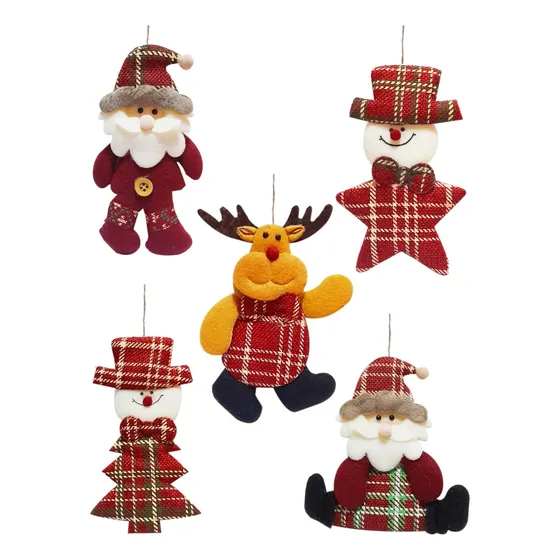 5 Figuras Colgantes Para Pino Navidad Decoración Rojo Santa