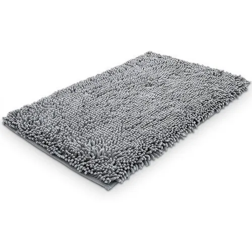 Alfombra Baño Ducha Chenille Gris Antideslizante Fuera 81004