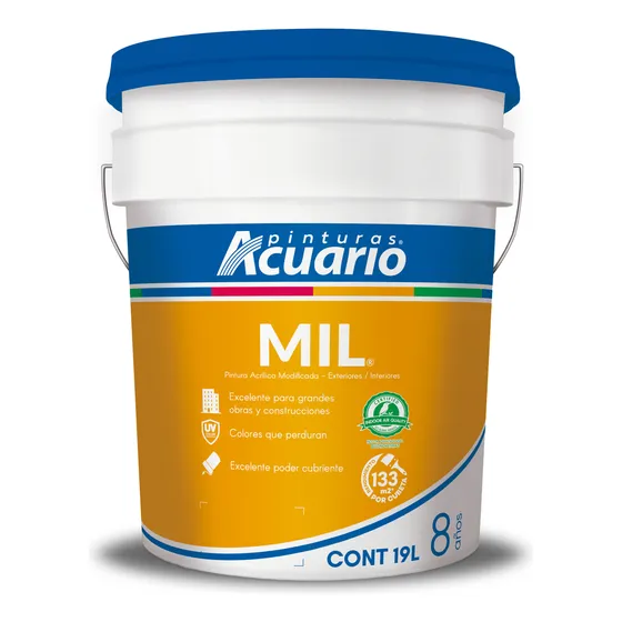 Pintura Vinil Acrílica Acuario Mil 19 Litros Blanco Mate