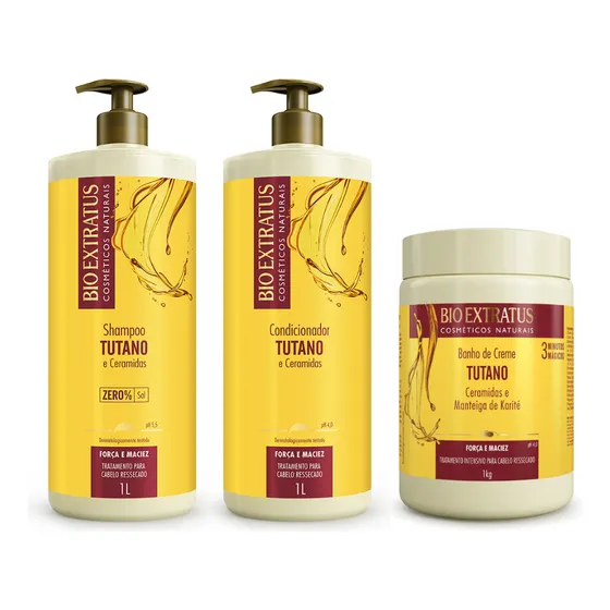 Kit Tutano 3 Produtos 1 Litro Bio Extratus Força E Maciez