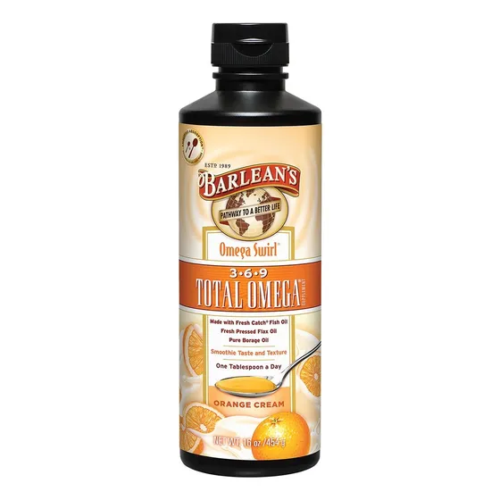 Barlean's Total Omega Swirl, Crema De Naranja, 16 Onzas