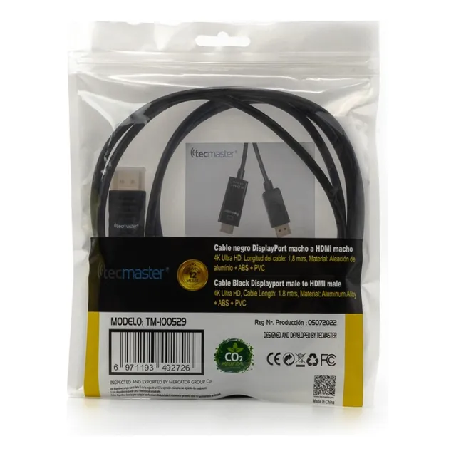 Cable Display Port A Hdmi 1.8mts Tecmaster