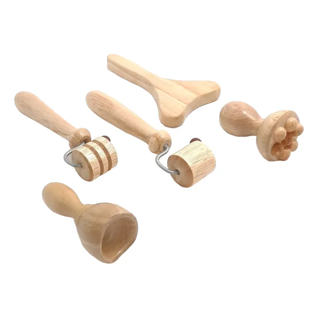 Kit Facial Maderoterapia Por 5ud Profesional Masajeador