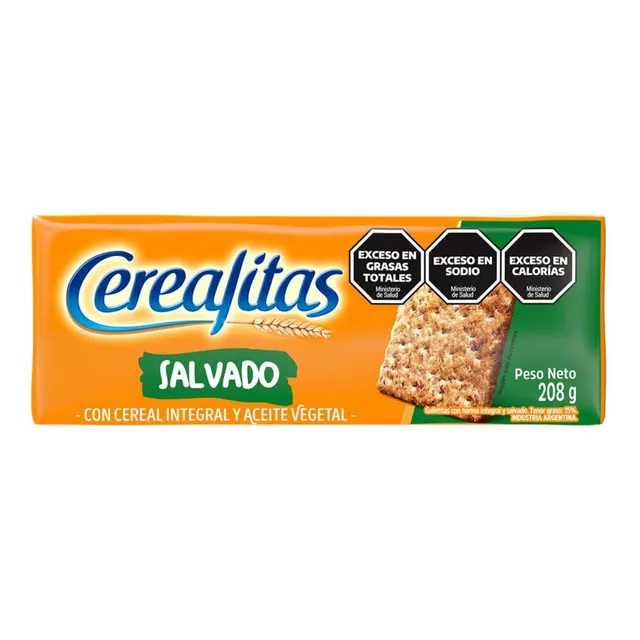 Galletitas Cerealitas Salvado Crackers Cereal Integral 208gr